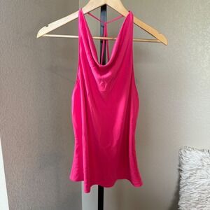 Amanda Uprichard Hot Pink Cowl‎ Neck Halter Top XL – Draped Open Back Blouse